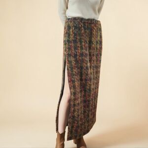 Vintage Handmade Wool Multicolor Patterned Women's Skirt Boho Maxi Skirt
